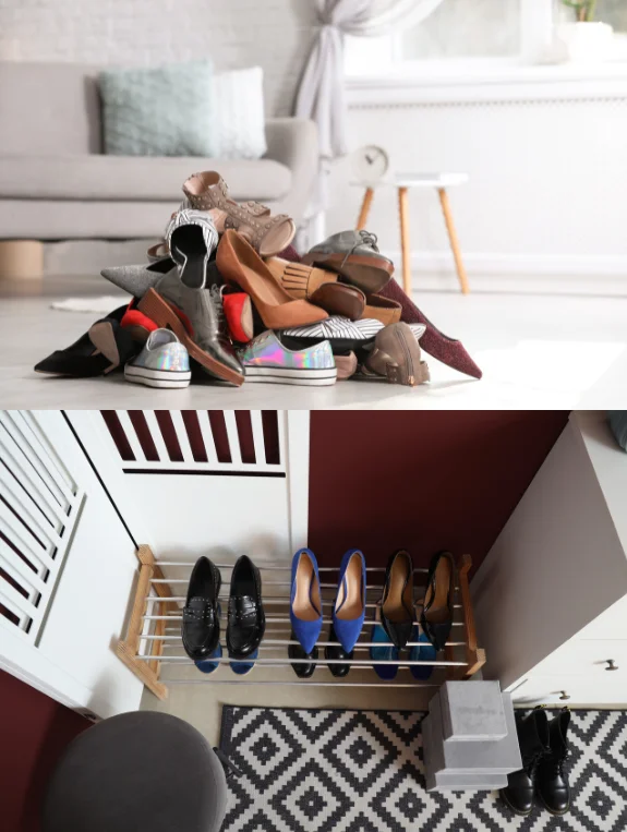 Shoes Piled by the Door Creating Immediate Chaos Signal