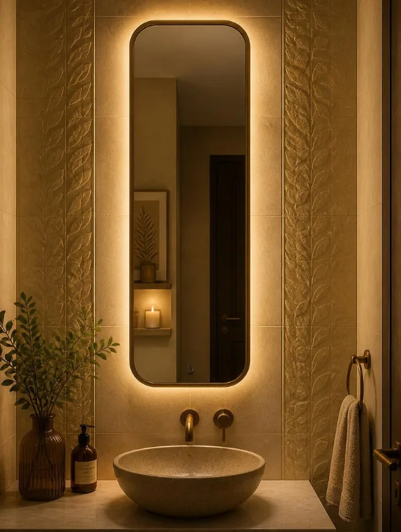 Solution 1 — The Mirror That Doubles the Bathroom Width Instantly